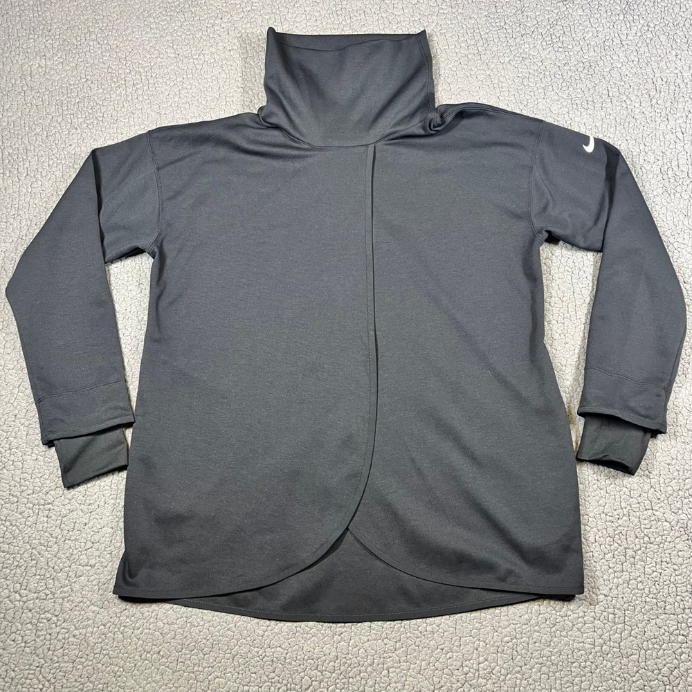 Nike Dri-FIT Yoga Cowl Neck Wrap Pullover Gray CQ9286-032 Womens Small
